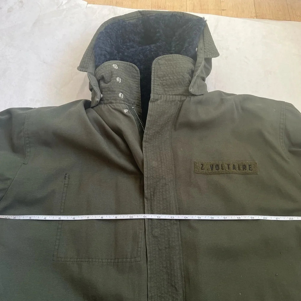 NWT Zadig & Voltaire Khaki Green Parka Coat Faux Shearling Lined Size Medium M - Picture 7 of 14